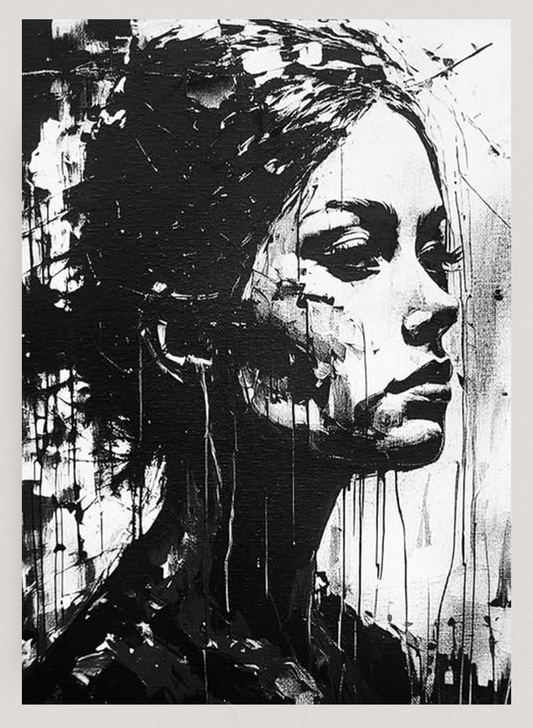 Élégance Fragmentée – Portrait expressif en noir et blanc